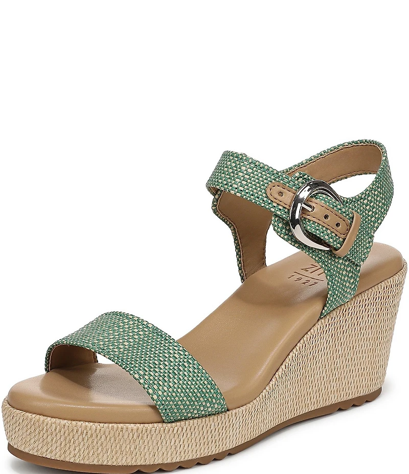 Naturalizer Stella 4 Raffia Ankle Wrap Platform Espadrille Wedge Sandals