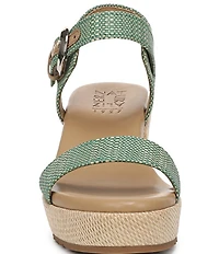 Naturalizer Stella 4 Raffia Ankle Wrap Platform Espadrille Wedge Sandals