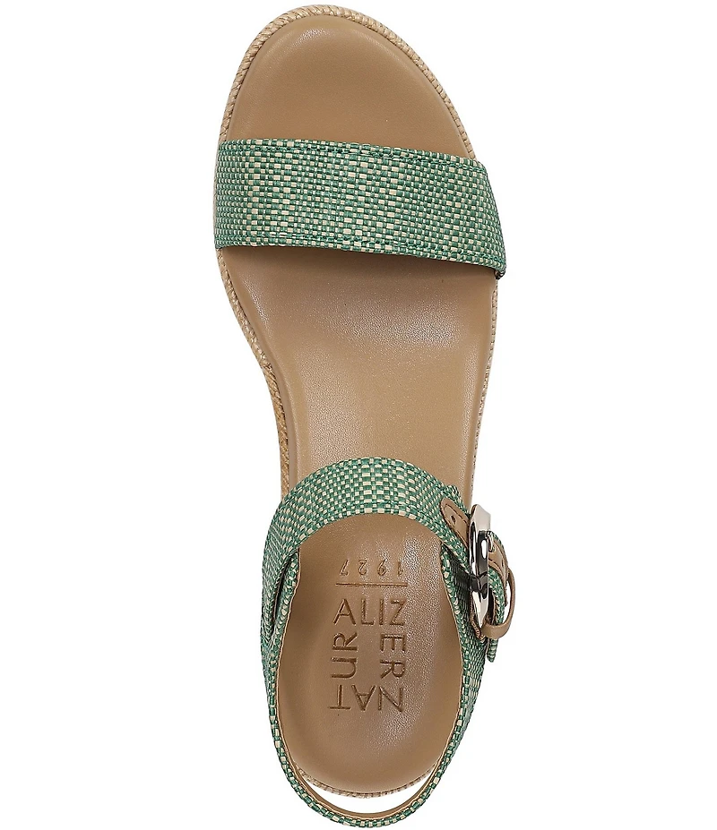 Naturalizer Stella 4 Raffia Ankle Wrap Platform Espadrille Wedge Sandals