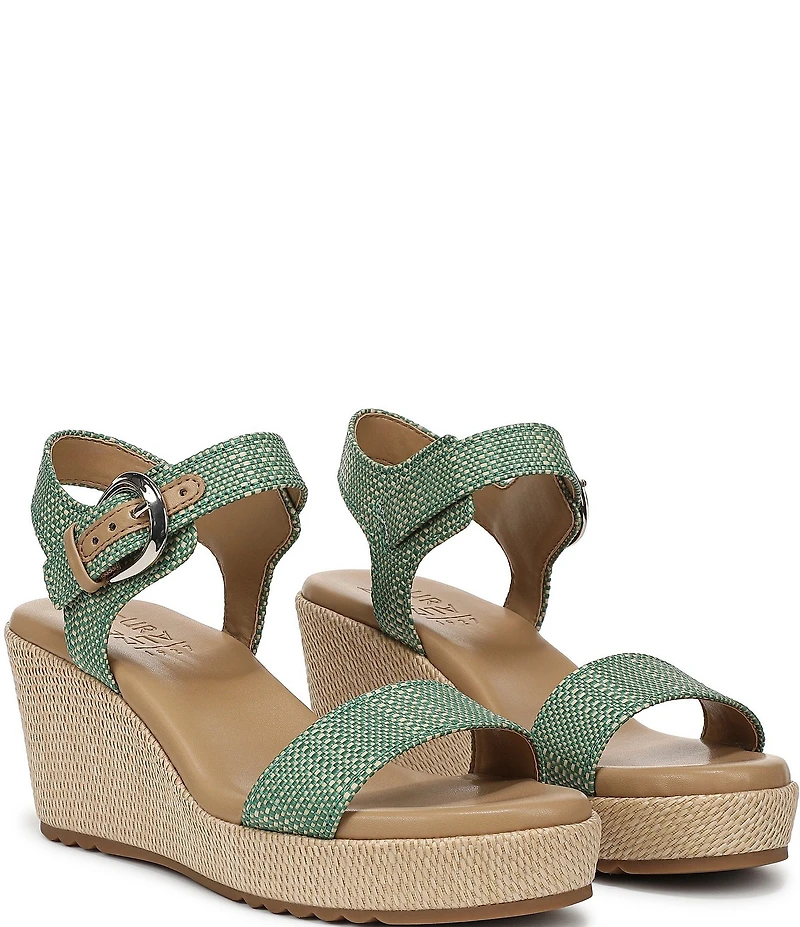 Naturalizer Stella 4 Raffia Ankle Wrap Platform Espadrille Wedge Sandals