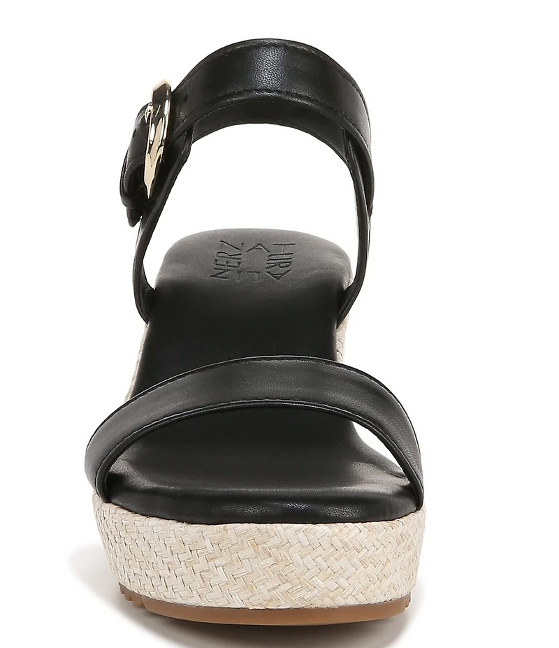Naturalizer Stella Leather Anke Wrap Sandal Platform Espadrille Wedges