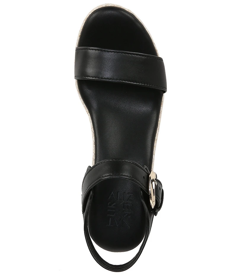 Naturalizer Stella Leather Anke Wrap Sandal Platform Espadrille Wedges