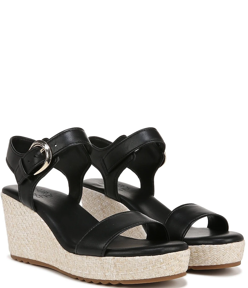 Naturalizer Stella Leather Anke Wrap Sandal Platform Espadrille Wedges