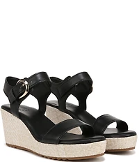 Naturalizer Stella Leather Anke Wrap Sandal Platform Espadrille Wedges