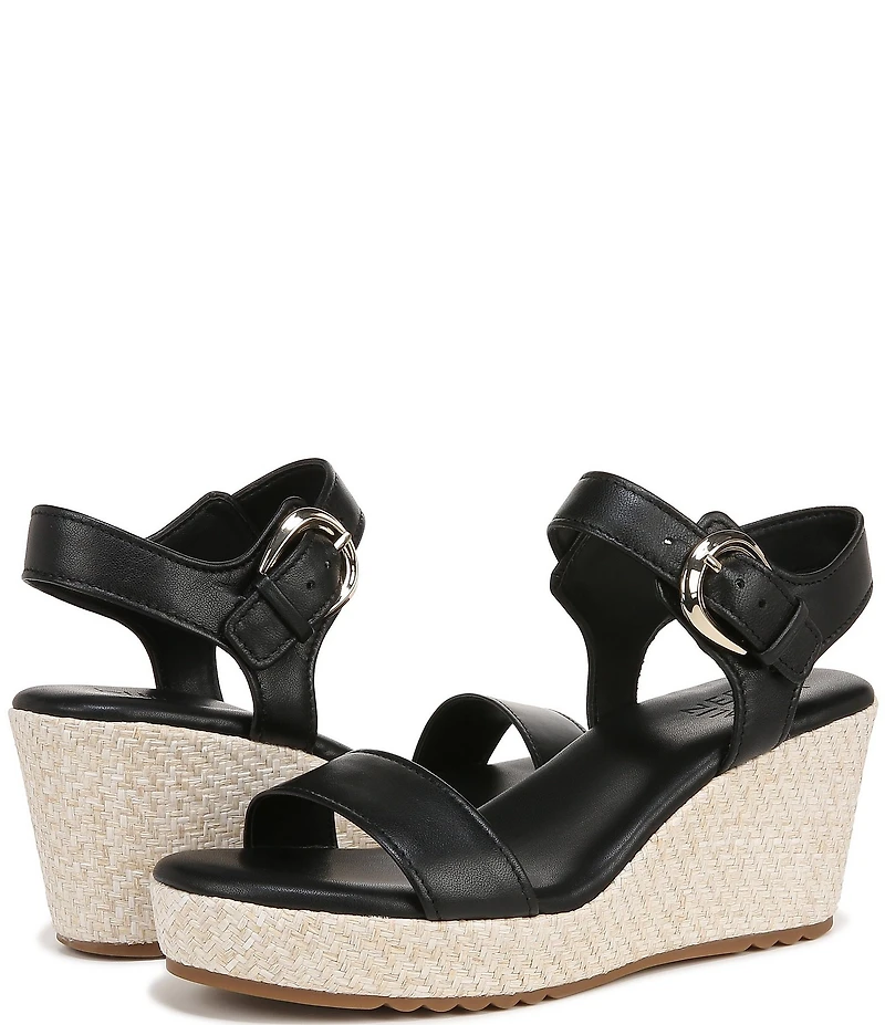 Naturalizer Stella Leather Anke Wrap Sandal Platform Espadrille Wedges