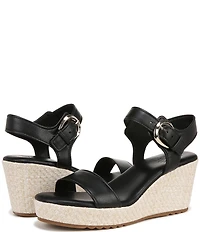 Naturalizer Stella Leather Anke Wrap Sandal Platform Espadrille Wedges
