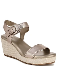 Naturalizer Stella Leather Anke Wrap Sandal Platform Espadrille Wedges