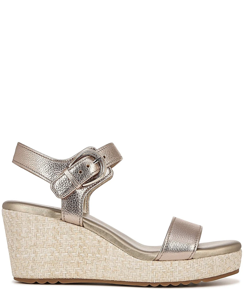 Naturalizer Stella Leather Anke Wrap Sandal Platform Espadrille Wedges