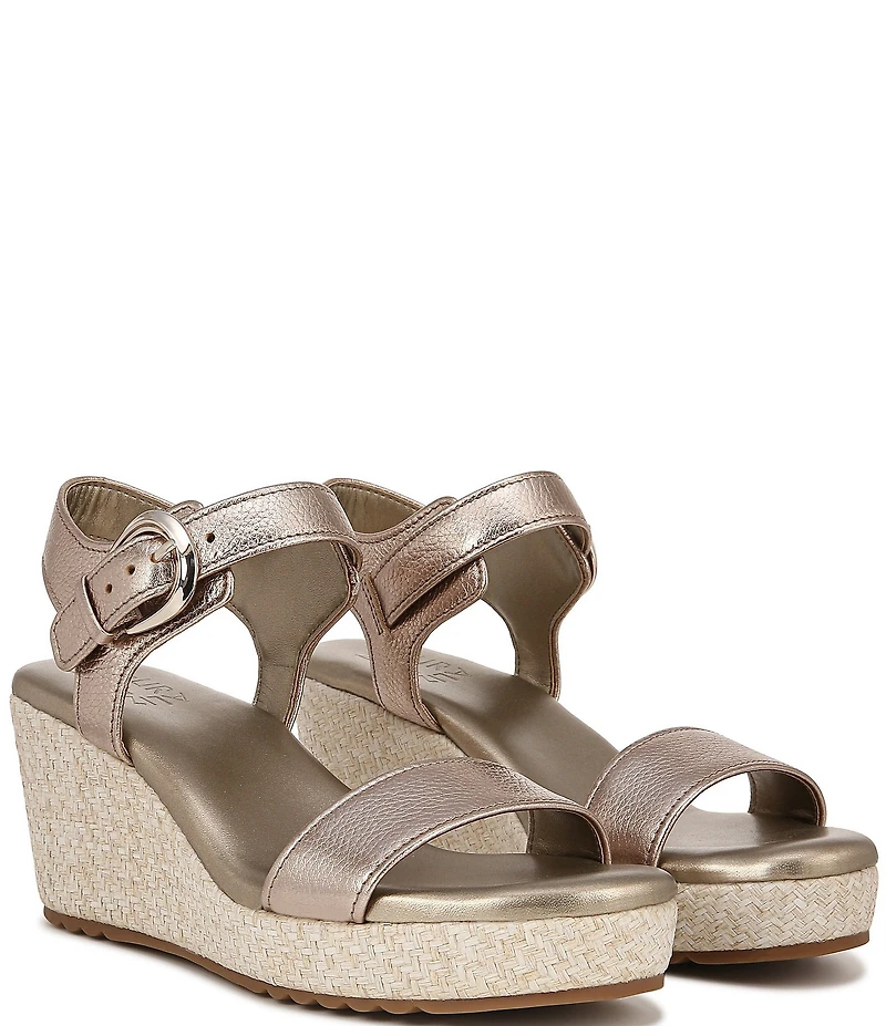 Naturalizer Stella Leather Anke Wrap Sandal Platform Espadrille Wedges