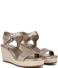 Naturalizer Stella Leather Anke Wrap Sandal Platform Espadrille Wedges