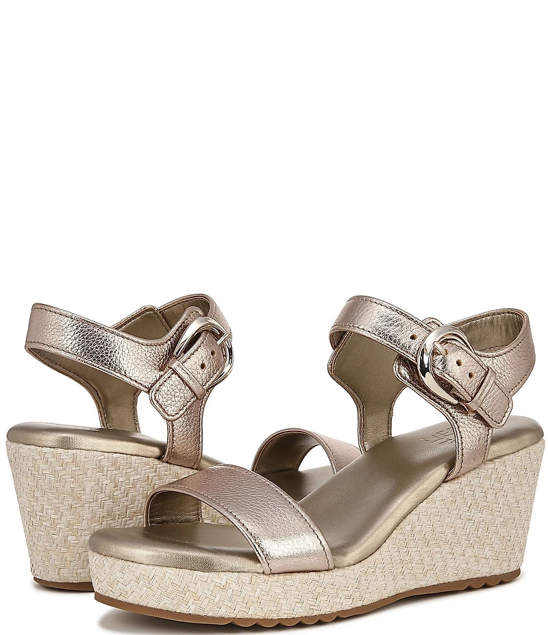 Naturalizer Stella Leather Anke Wrap Sandal Platform Espadrille Wedges