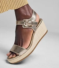 Naturalizer Stella Leather Anke Wrap Sandal Platform Espadrille Wedges