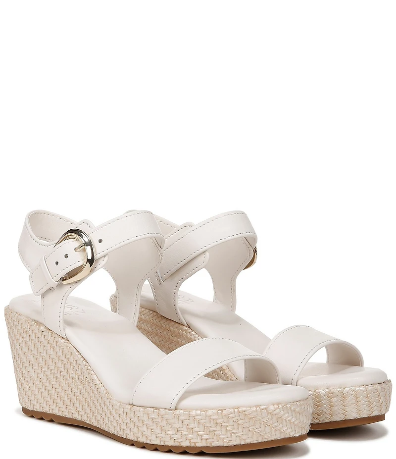 Naturalizer Stella Leather Anke Wrap Sandal Platform Espadrille Wedges