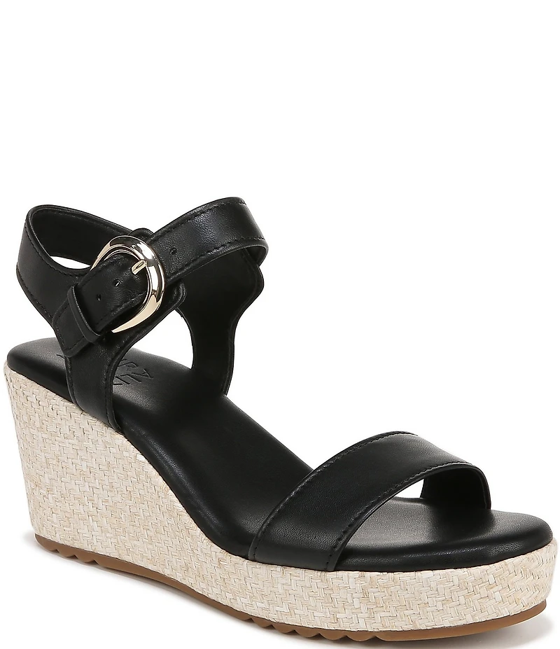 Naturalizer Stella Leather Anke Wrap Sandal Platform Espadrille Wedges