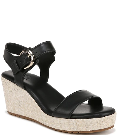 Naturalizer Stella Leather Anke Wrap Sandal Platform Espadrille Wedges
