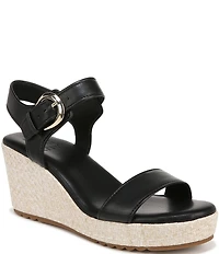 Naturalizer Stella Leather Anke Wrap Sandal Platform Espadrille Wedges