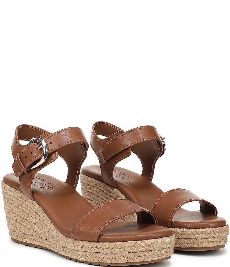 Naturalizer Stella Leather Platform Wedge Espadrille Sandals