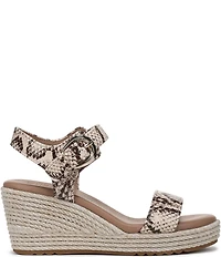 Naturalizer Stella Snake Print Leather Ankle Wrap Platform Espadrille Wedge Sandals