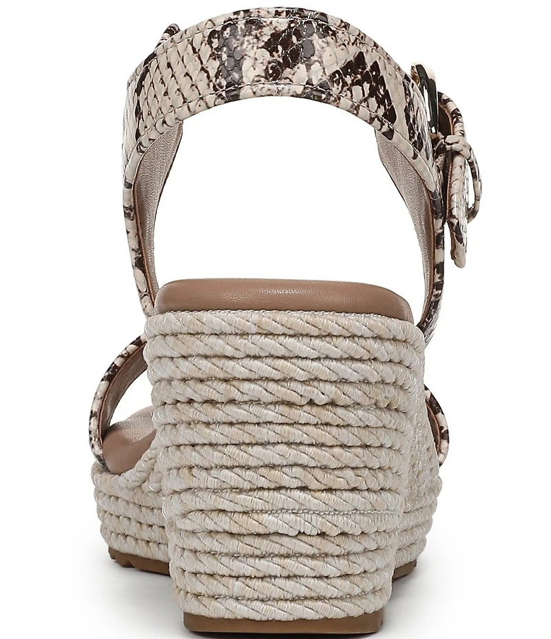Naturalizer Stella Snake Print Leather Ankle Wrap Platform Espadrille Wedge Sandals