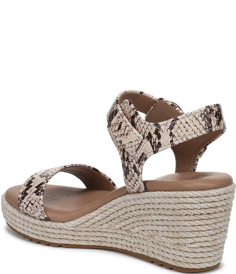 Naturalizer Stella Snake Print Leather Ankle Wrap Platform Espadrille Wedge Sandals