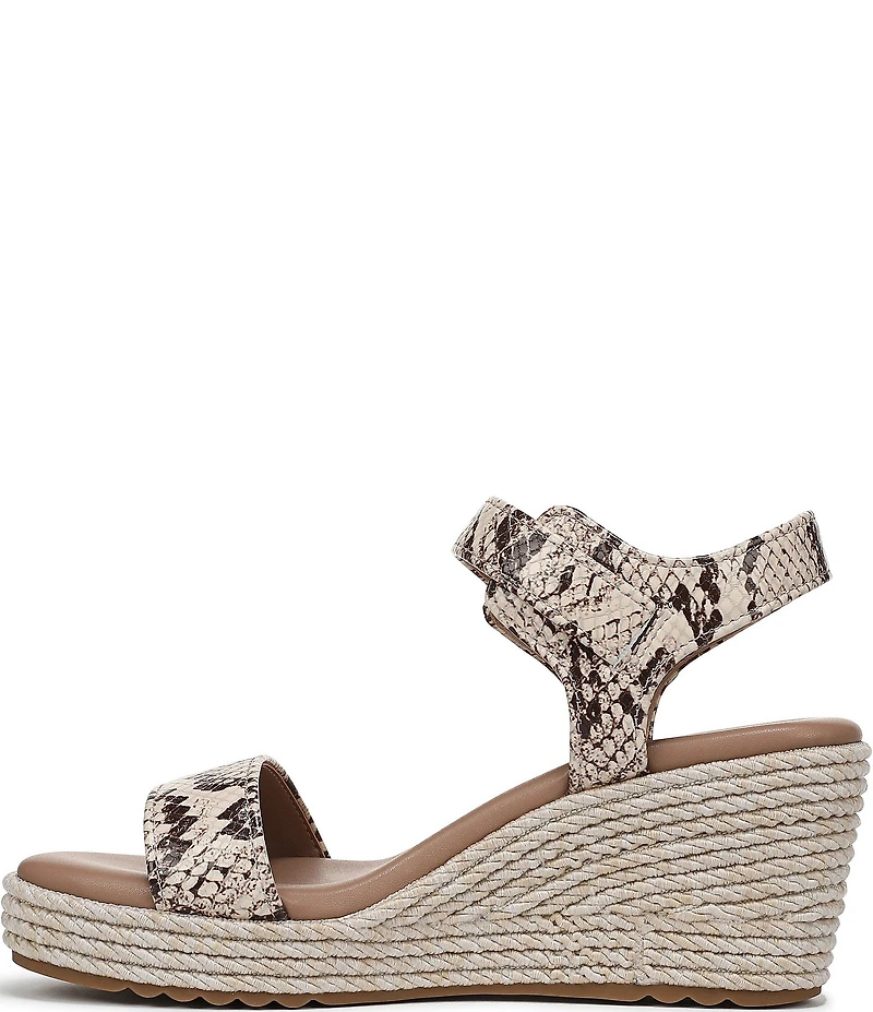 Naturalizer Stella Snake Print Leather Ankle Wrap Platform Espadrille Wedge Sandals