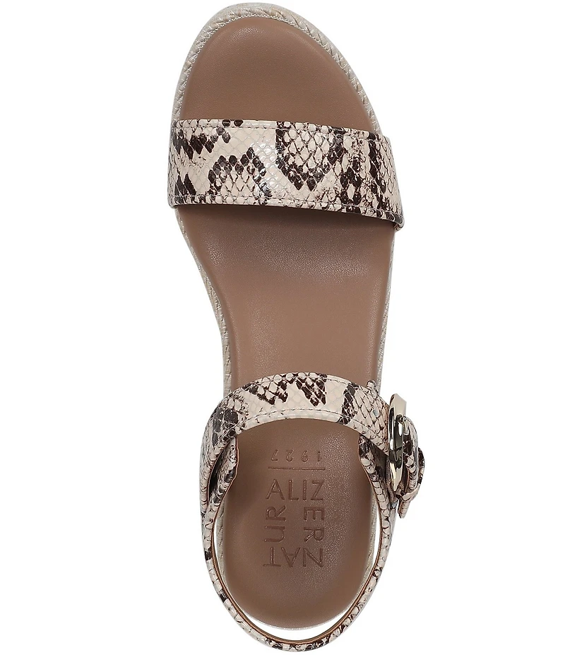 Naturalizer Stella Snake Print Leather Ankle Wrap Platform Espadrille Wedge Sandals