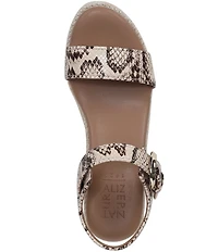 Naturalizer Stella Snake Print Leather Ankle Wrap Platform Espadrille Wedge Sandals