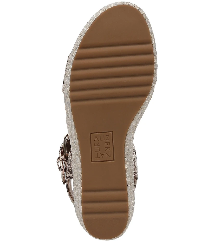Naturalizer Stella Snake Print Leather Ankle Wrap Platform Espadrille Wedge Sandals