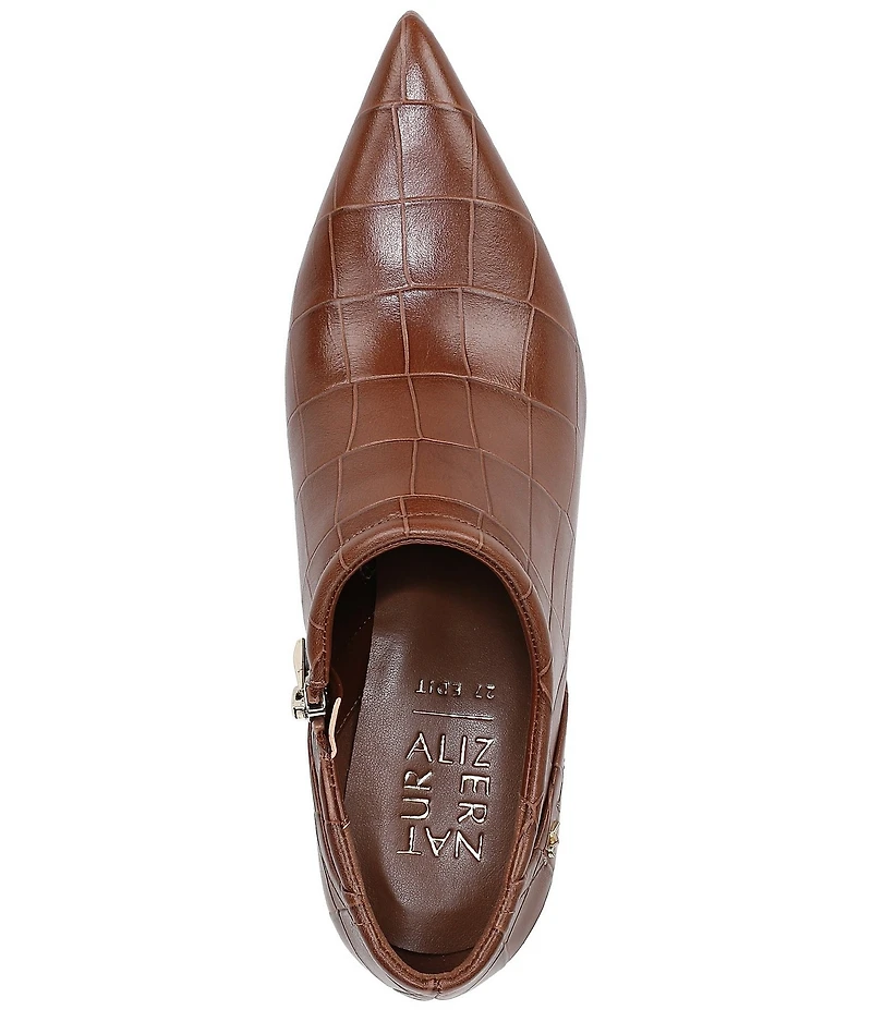 Naturalizer The Elena Croco Embossed Leather Pointed Toe Dress Shooties