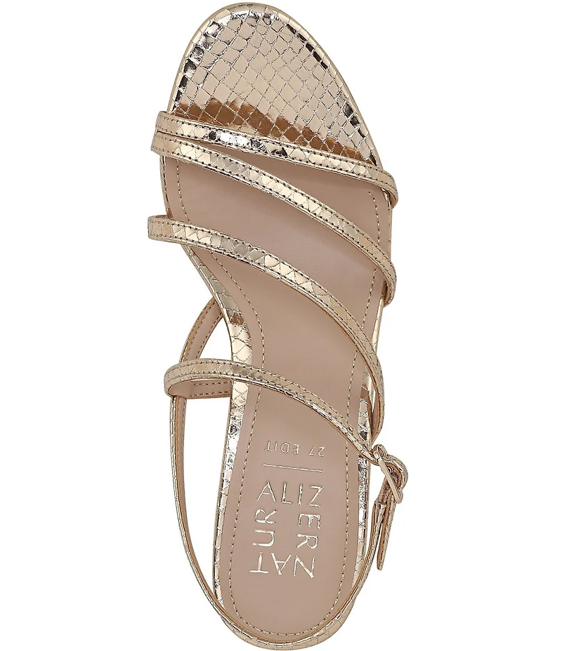 Naturalizer Tiffi Strappy Metallic Snake Embossed Leather Dress Sandals