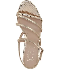 Naturalizer Tiffi Strappy Metallic Snake Embossed Leather Dress Sandals
