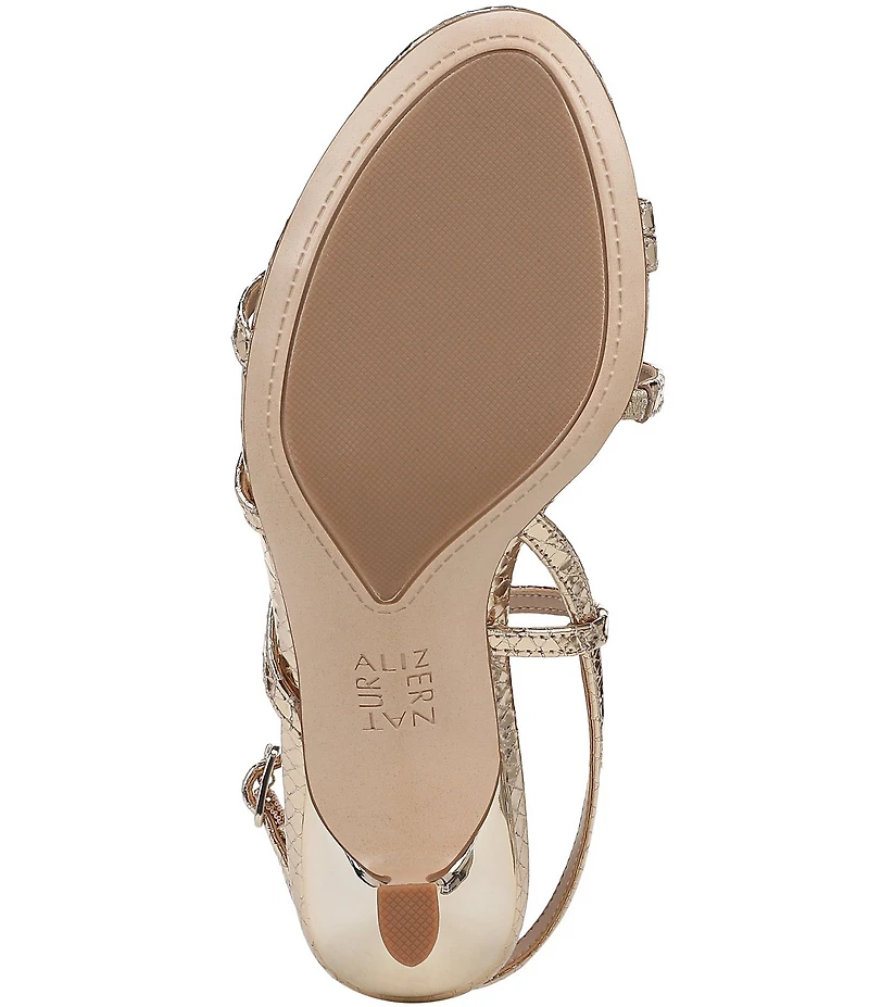 Naturalizer Tiffi Strappy Metallic Snake Embossed Leather Dress Sandals