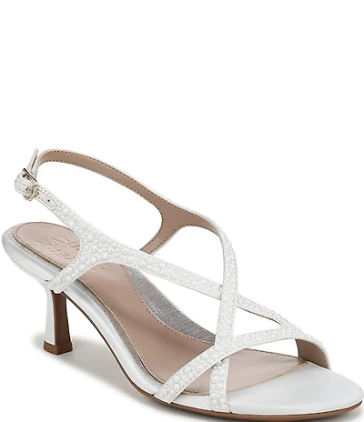 Naturalizer Truly Satin Pearl Embellished Strappy Dress Sandals