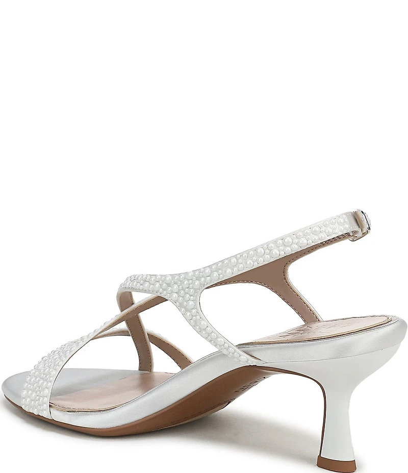 Naturalizer Truly Satin Pearl Embellished Strappy Dress Sandals