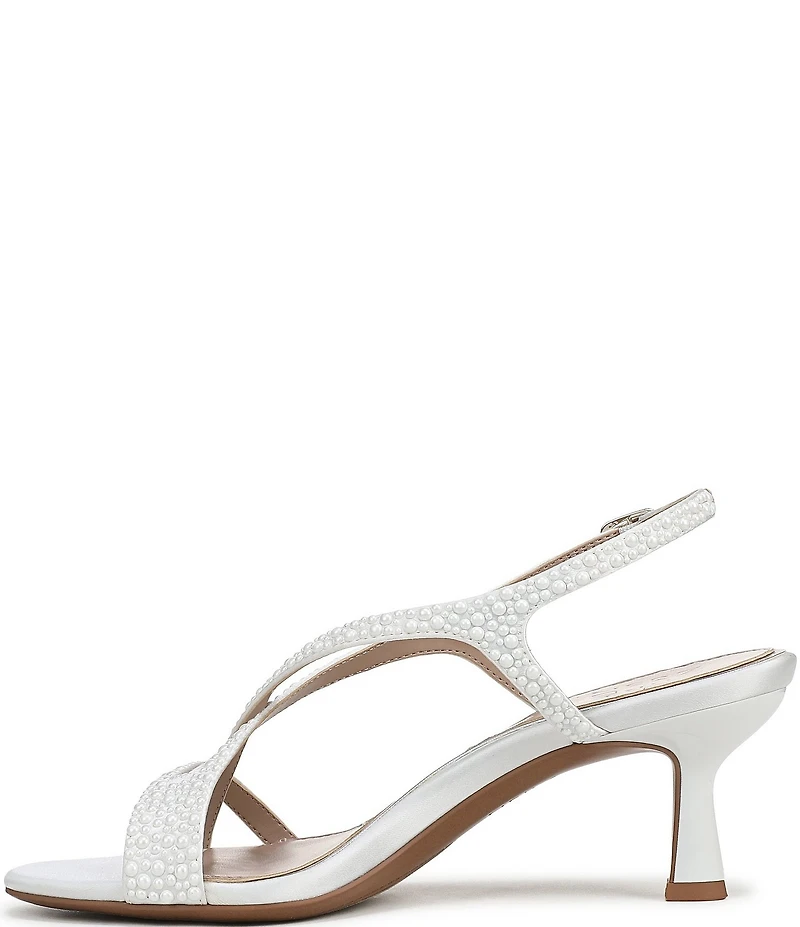 Naturalizer Truly Satin Pearl Embellished Strappy Dress Sandals