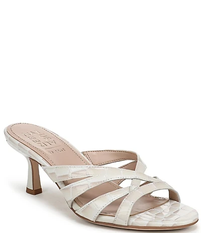 Naturalizer Tuesday Croco Embossed Leather Strappy Dress Slide Sandals