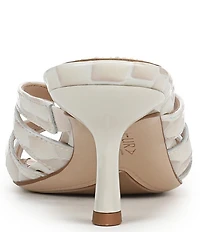 Naturalizer Tuesday Croco Embossed Leather Strappy Dress Slide Sandals