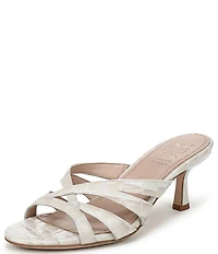 Naturalizer Tuesday Croco Embossed Leather Strappy Dress Slide Sandals