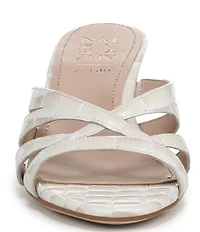 Naturalizer Tuesday Croco Embossed Leather Strappy Dress Slide Sandals
