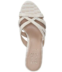 Naturalizer Tuesday Croco Embossed Leather Strappy Dress Slide Sandals