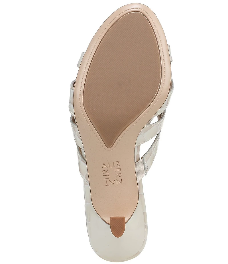 Naturalizer Tuesday Croco Embossed Leather Strappy Dress Slide Sandals