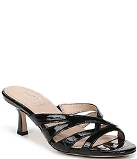 Naturalizer Tuesday Croco Embossed Patent Leather Strappy Dress Slide Sandals