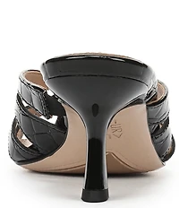 Naturalizer Tuesday Croco Embossed Patent Leather Strappy Dress Slide Sandals