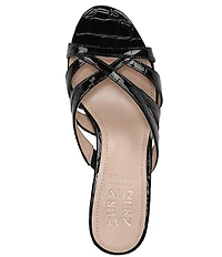 Naturalizer Tuesday Croco Embossed Patent Leather Strappy Dress Slide Sandals