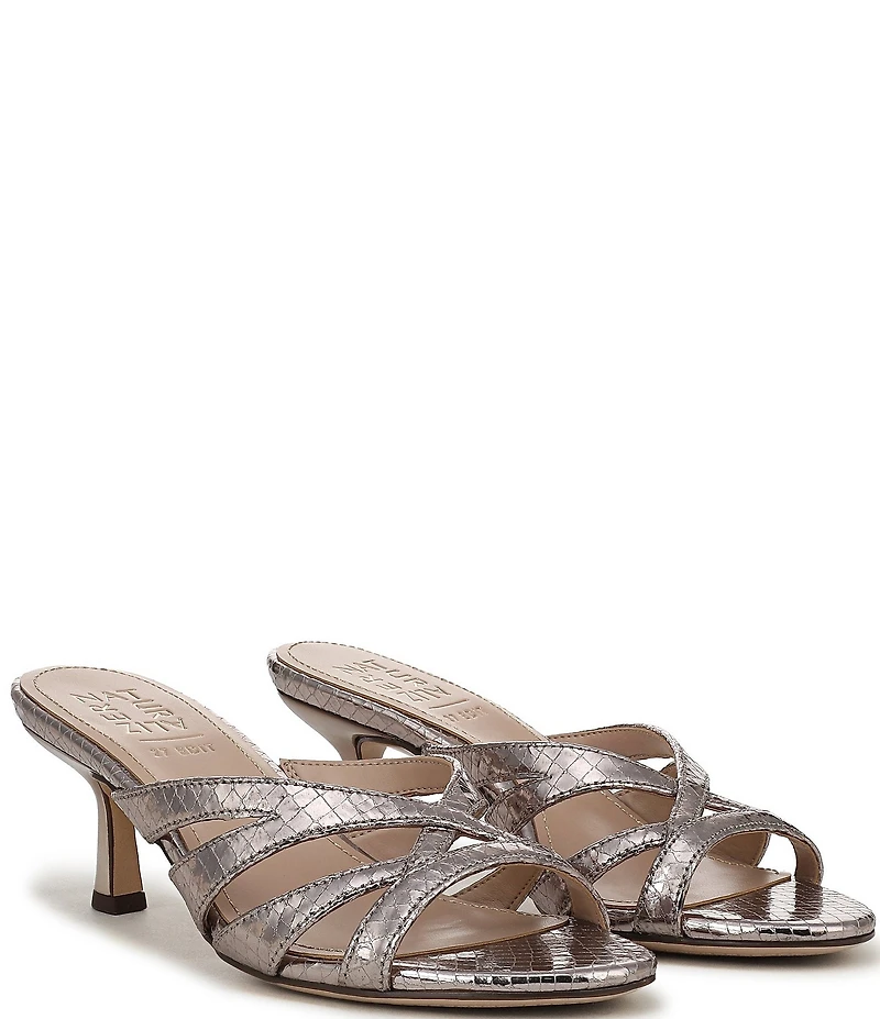 Naturalizer Tuesday Metallic Snake Embossed Leather Strappy Dress Sandals