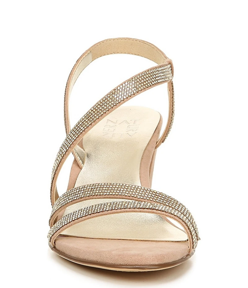 Naturalizer Vanessa Microsuede Strappy Rhinestone Detail Block Heel Evening Dress Sandals