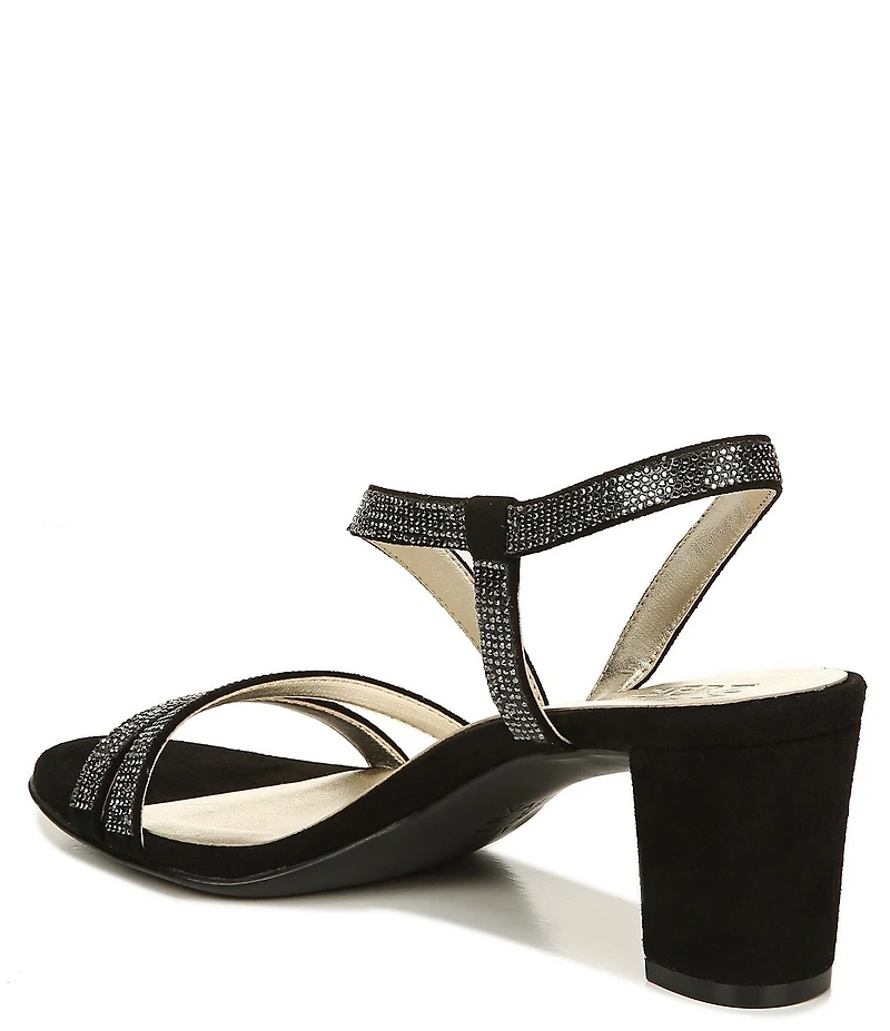 Naturalizer Vanessa Microsuede Strappy Rhinestone Detail Block Heel Evening Dress Sandals