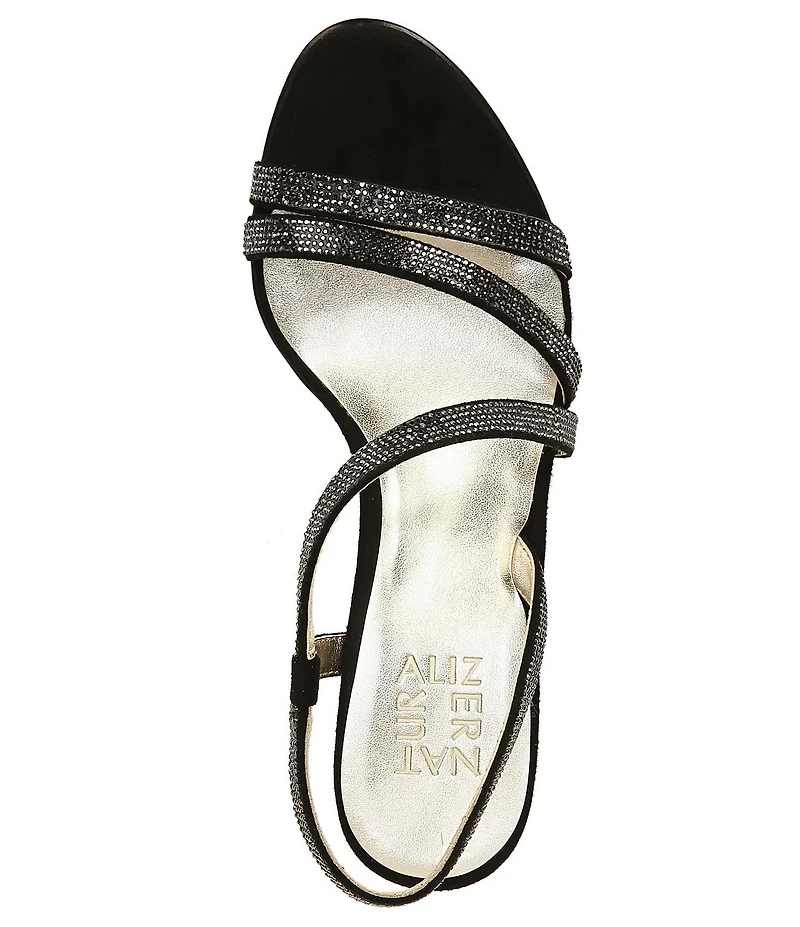 Naturalizer Vanessa Microsuede Strappy Rhinestone Detail Block Heel Evening Dress Sandals