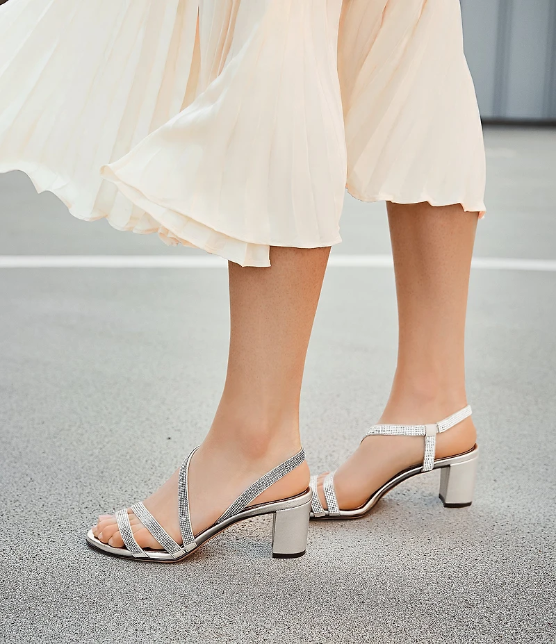 Naturalizer Vanessa Strappy Rhinestone Detail Block Heel Evening Dress Sandals