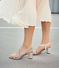 Naturalizer Vanessa Strappy Rhinestone Detail Block Heel Evening Dress Sandals